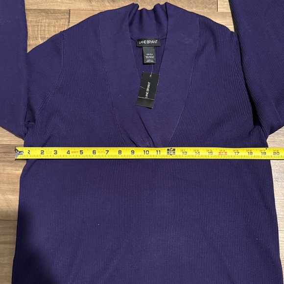 Lane Bryant Long Sleeve V Neck Ribbed Sweater Plus Sz  22/24 NWT Purple - Picture 4 of 5